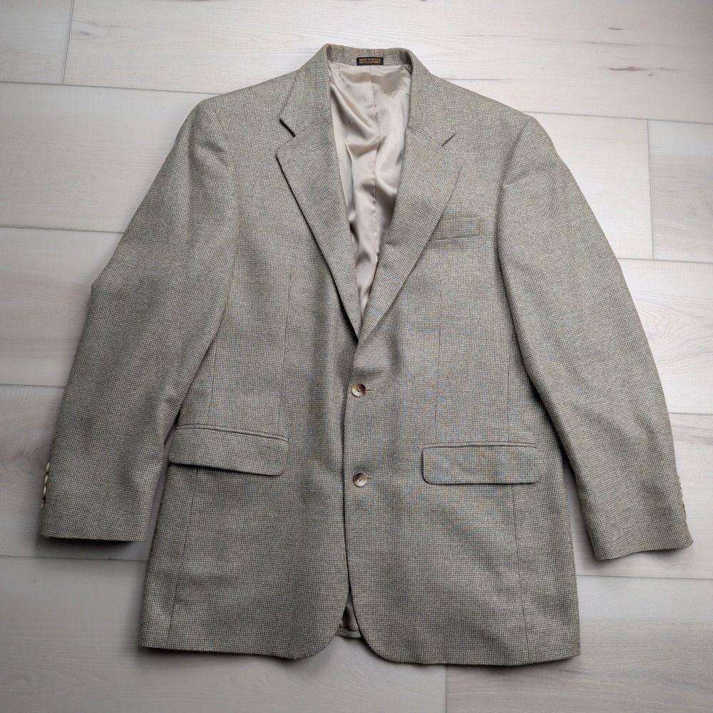 LL Bean Traveler Blazer Sport Coat Mens 41L Silk Wool Brown Knit Jacket Academia